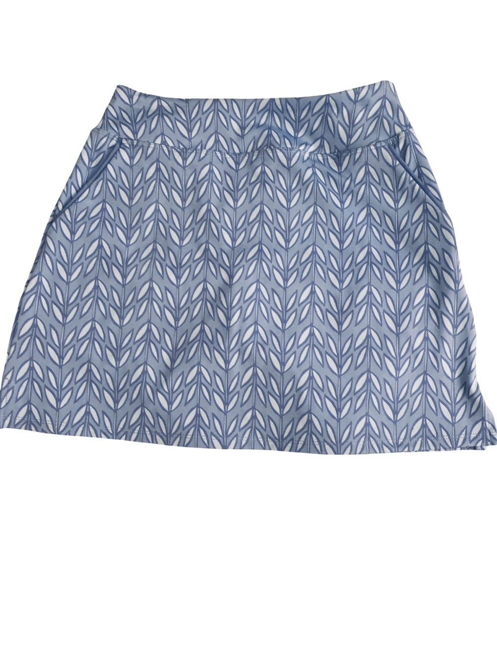 Sigrid Olsen Light Blue Leaf-Pattern A-Line Skort - XS